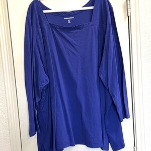 Blue Plus Size 5x Three-quarter Sleeve Shirt Top # 78